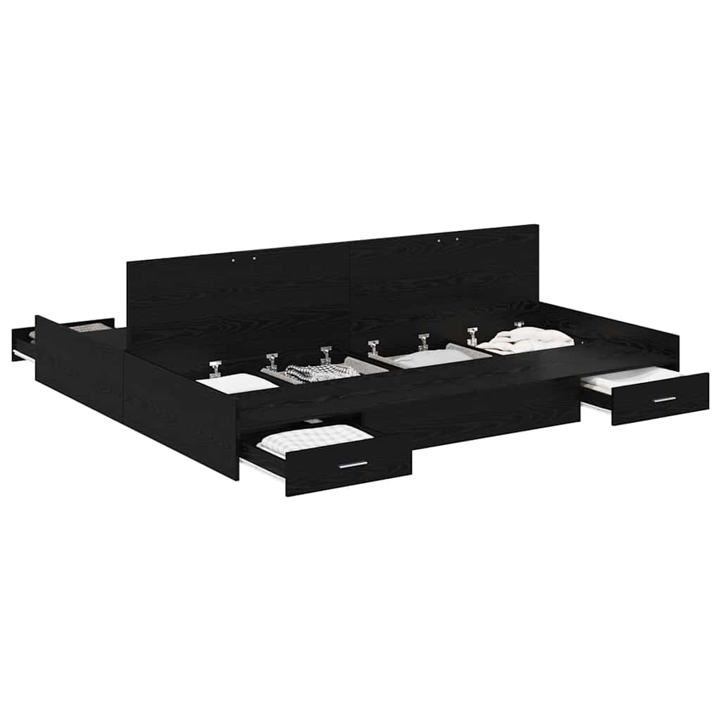 Struttura letto con contenitore Rovere nero 180 x 200 cm - homemem39