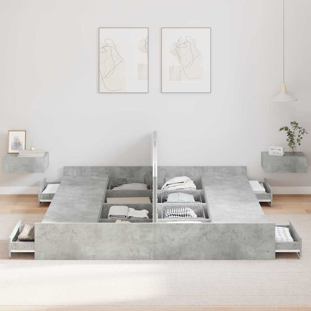 Struttura letto con contenitore Grigio cemento 180 x 200 cm - homemem39