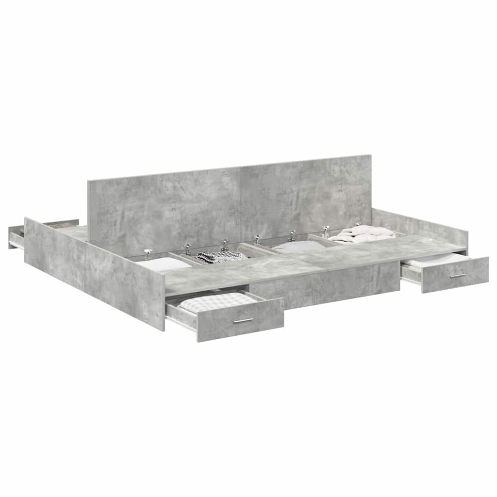 Struttura letto con contenitore Grigio cemento 180 x 200 cm - homemem39