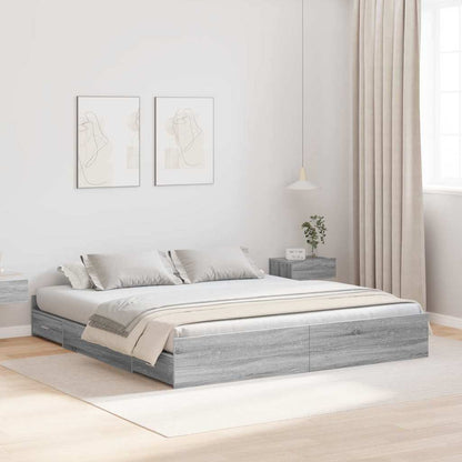 Struttura letto con contenitore Grigio sonoma 180 x 200 cm - homemem39