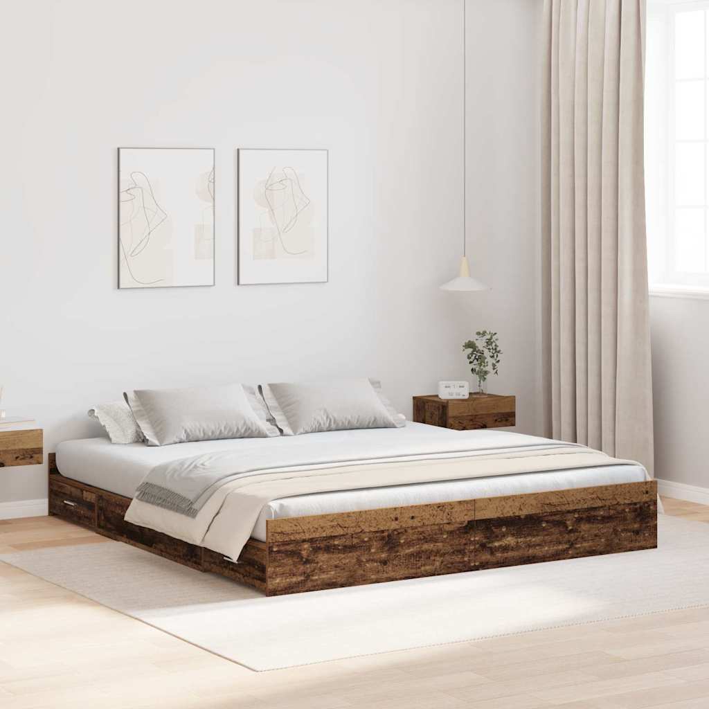 Struttura letto con contenitore Legno vecchio 180 x 200 cm - homemem39