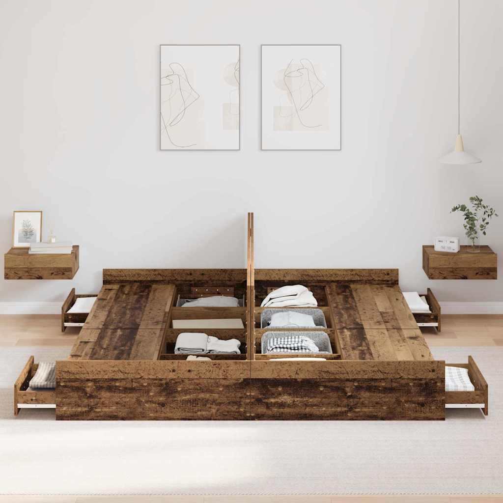 Struttura letto con contenitore Legno vecchio 180 x 200 cm - homemem39