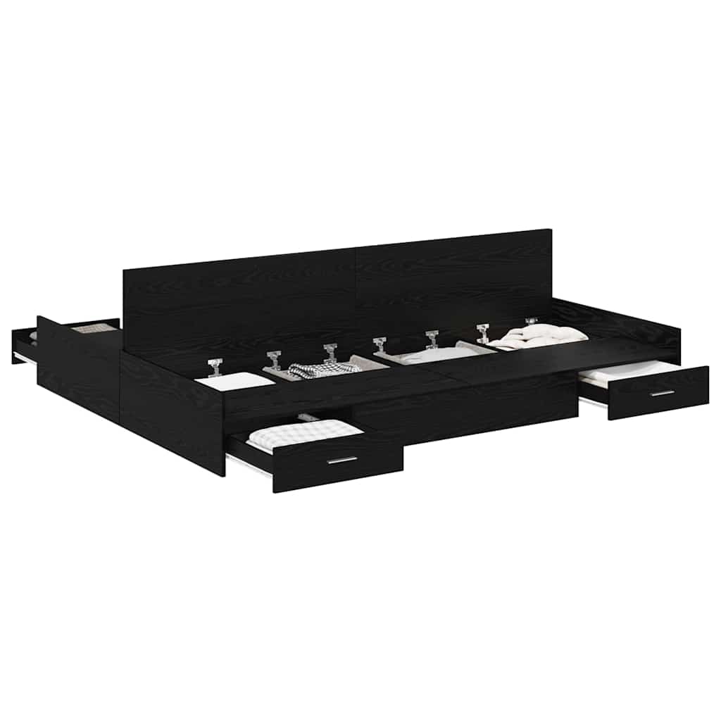 Struttura letto con contenitore Rovere nero 160 x 200 cm - homemem39