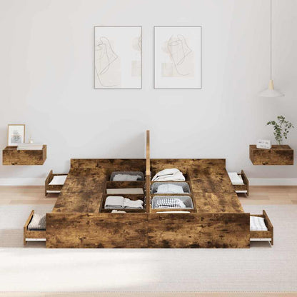 Struttura letto con contenitore Rovere fumo 160 x 200 cm