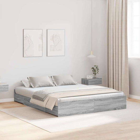 Struttura letto con contenitore Grigio sonoma 150 x 200 cm - homemem39