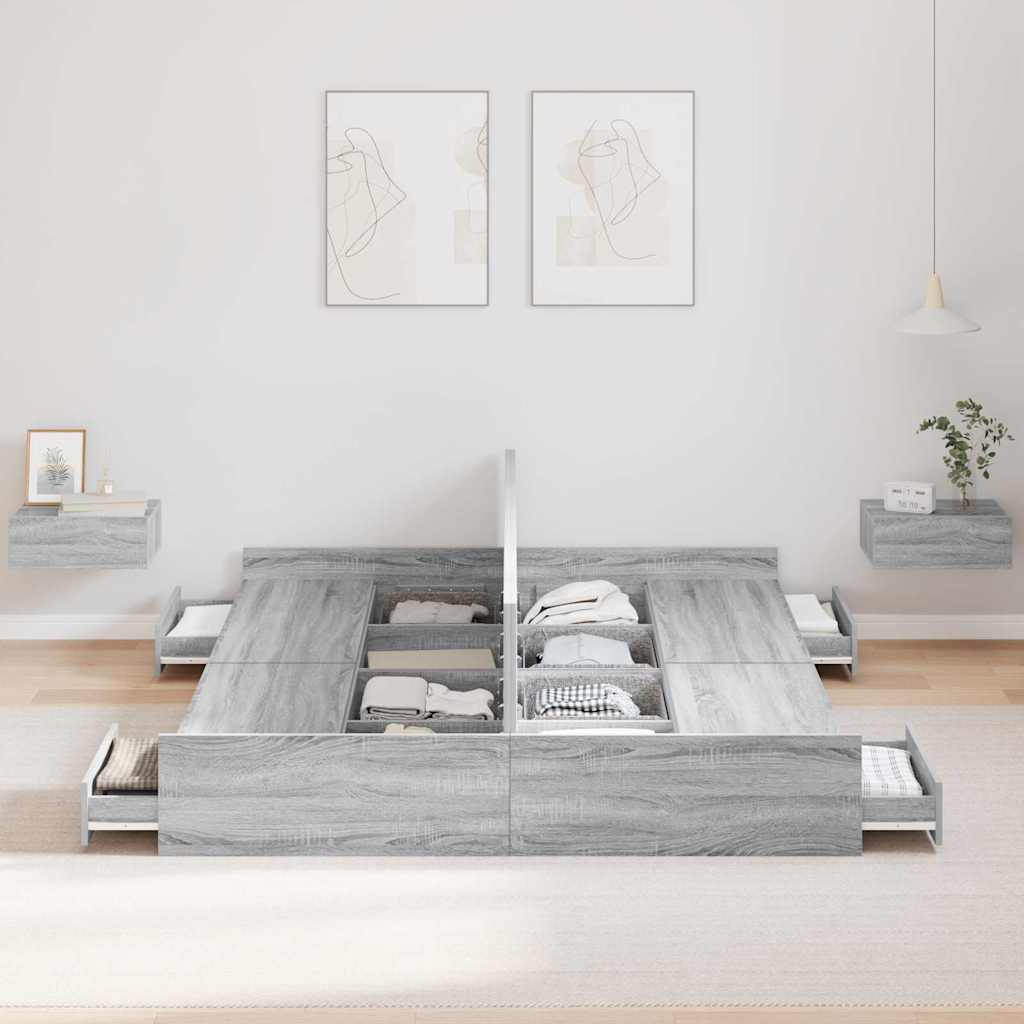 Struttura letto con contenitore Grigio sonoma 150 x 200 cm - homemem39