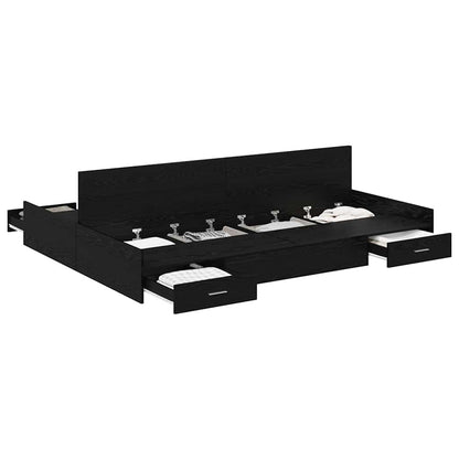 Struttura letto con contenitore Rovere nero 140 x 200 cm - homemem39