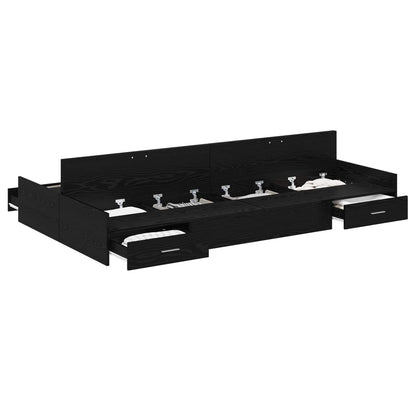 Struttura letto con contenitore Rovere Nero 120 x 200 cm