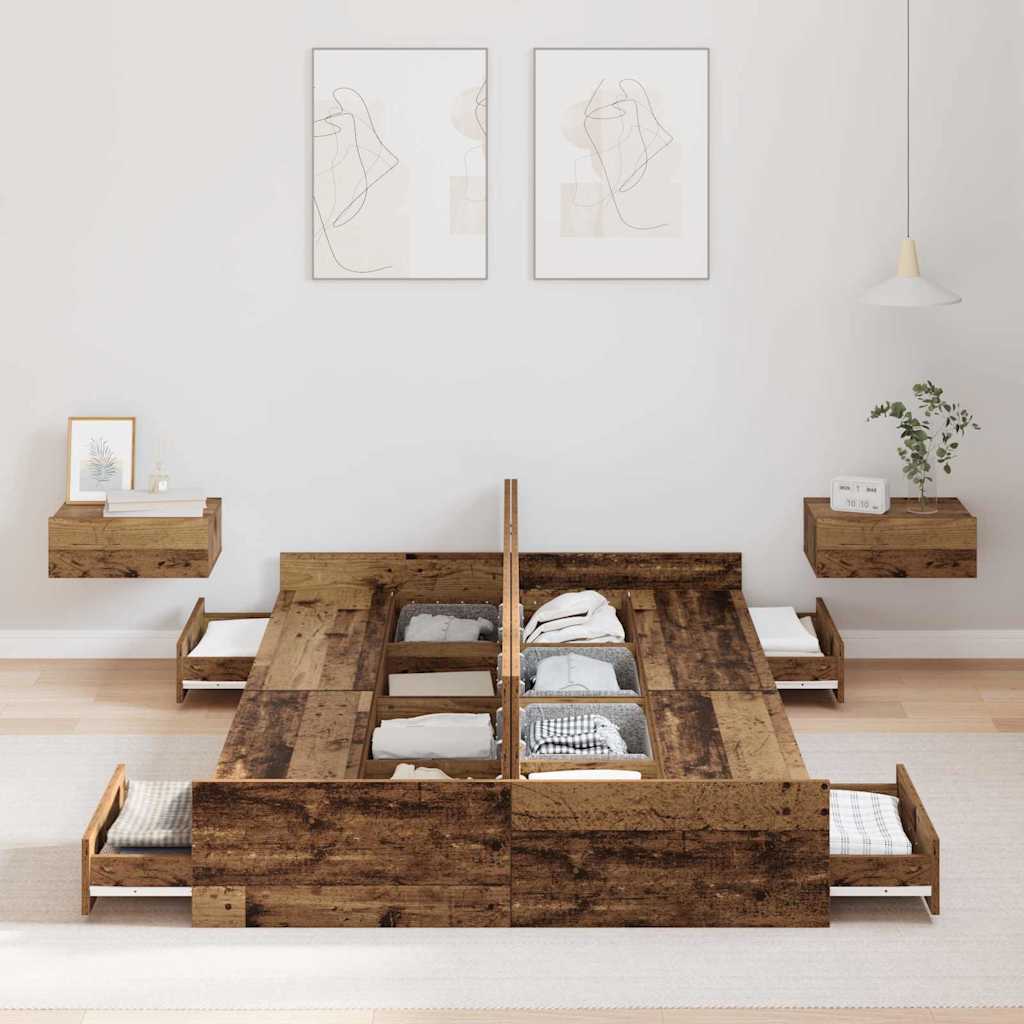 Struttura letto con contenitore Legno vecchio 120 x 200 cm - homemem39