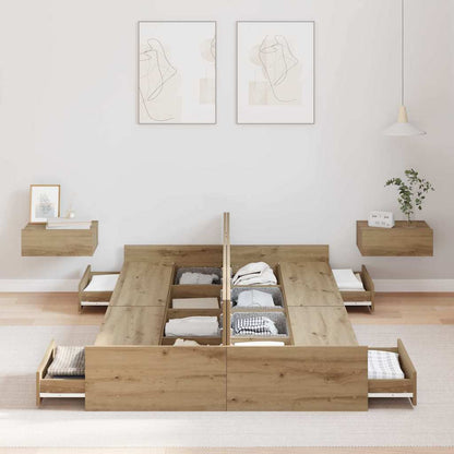 Struttura letto con contenitore rovere artigianale 120 x 200 cm - homemem39