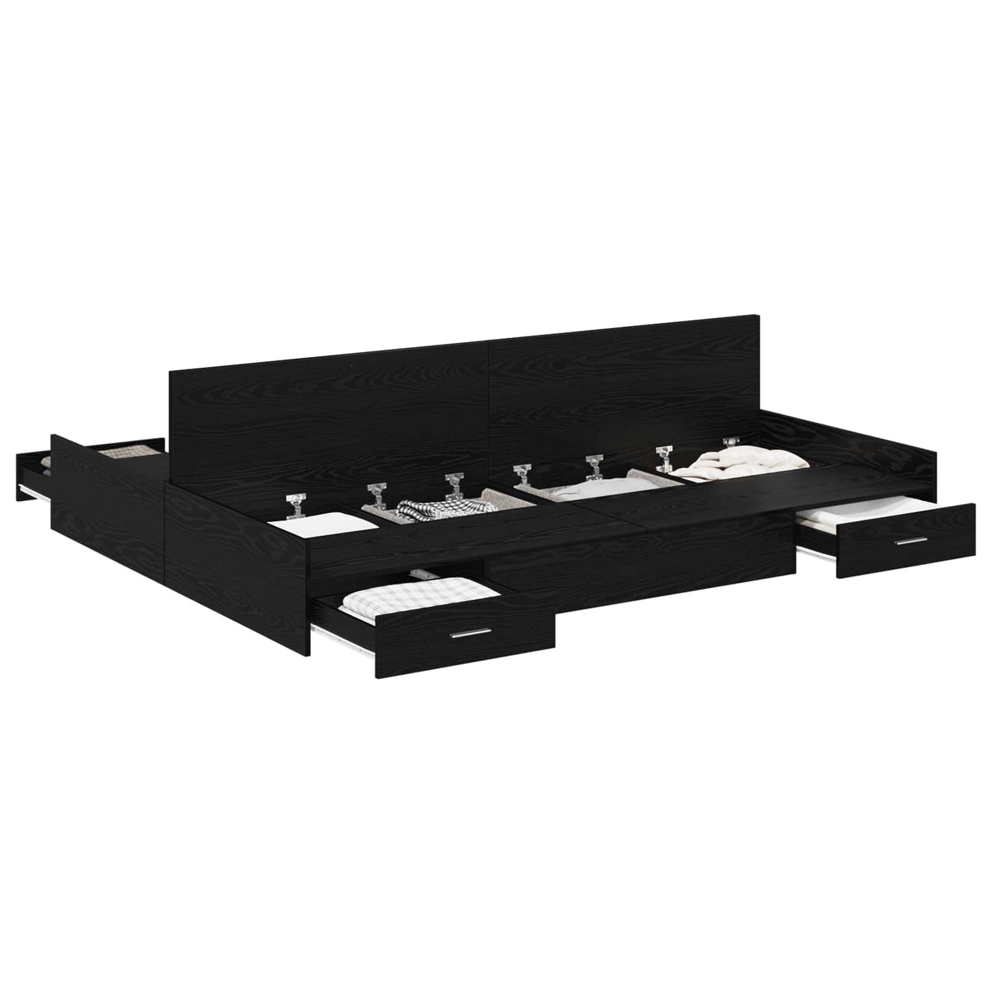 Struttura letto con contenitore Rovere Nero 140 x 190 cm