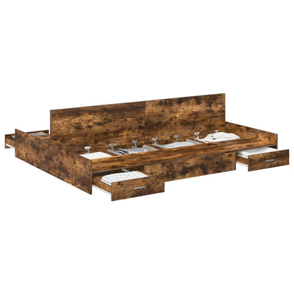 Struttura letto con contenitore Rovere fumé 140 x 190 cm | homemem39