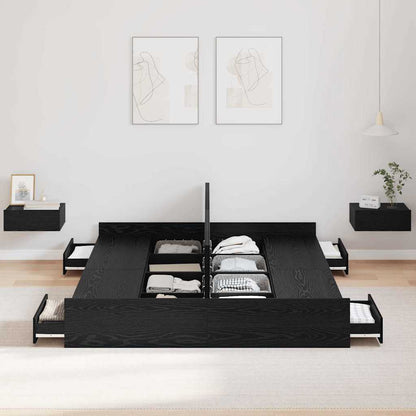 Struttura letto con contenitore Rovere Nero 135 x 190 cm | homemem39