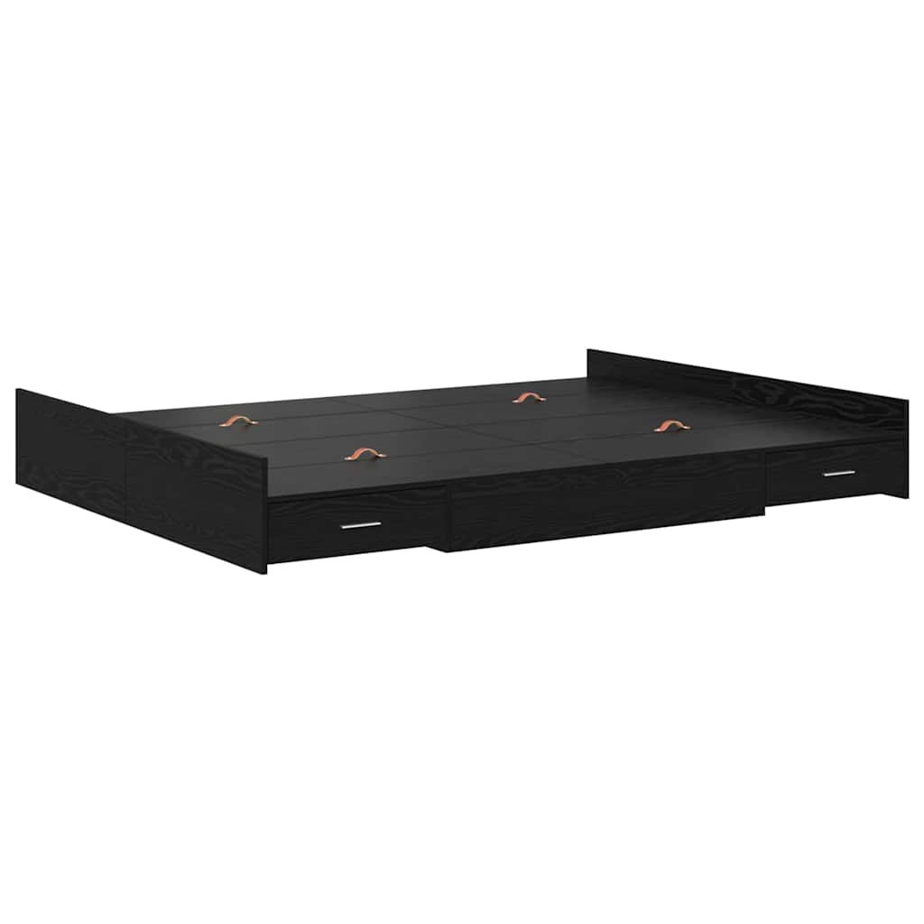 Struttura letto con contenitore Rovere Nero 135 x 190 cm | homemem39