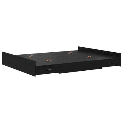Struttura letto con contenitore Rovere Nero 135 x 190 cm | homemem39