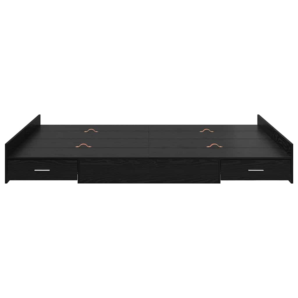 Struttura letto con contenitore Rovere Nero 135 x 190 cm | homemem39