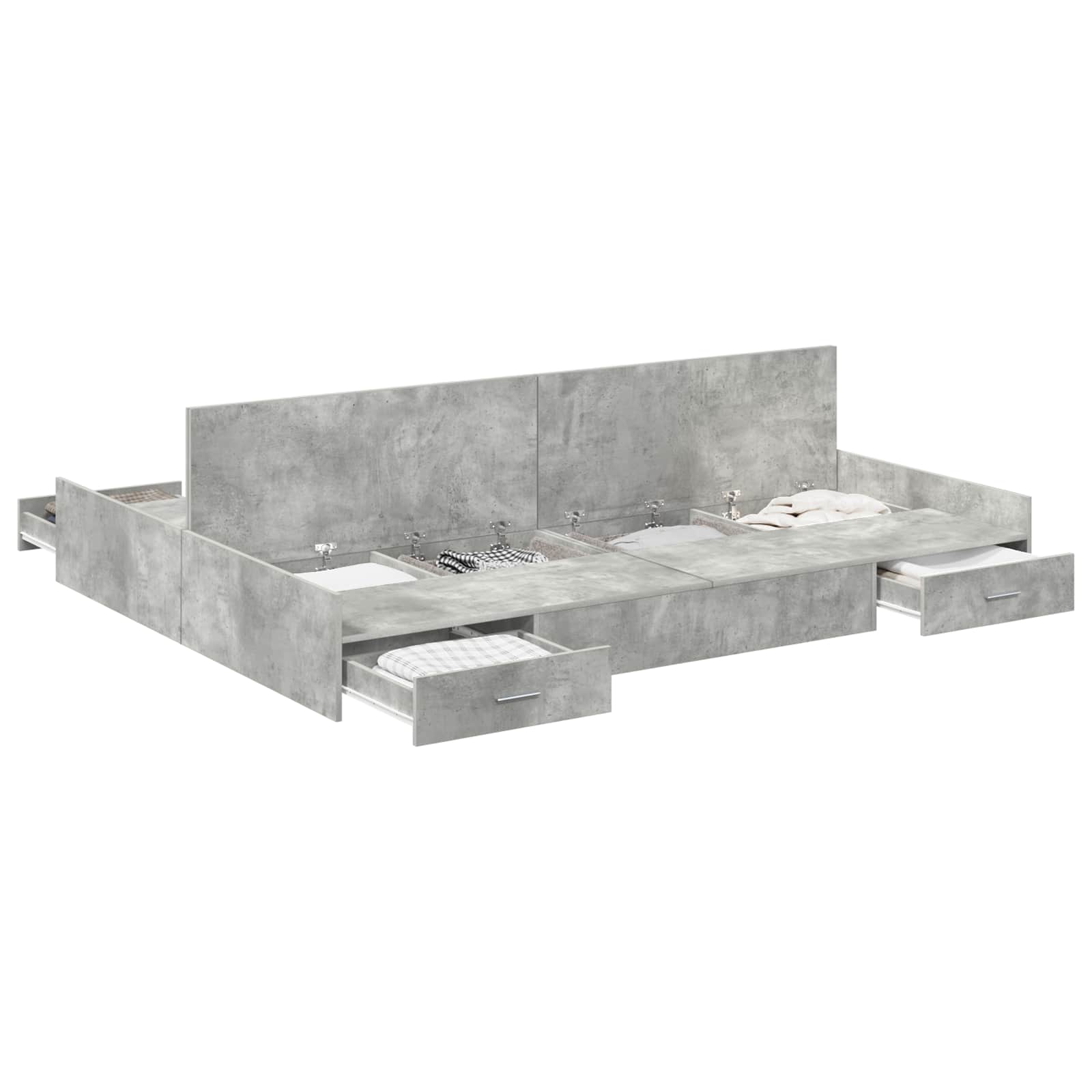Struttura letto con contenitore Grigio cemento 135 x 190 cm | homemem39