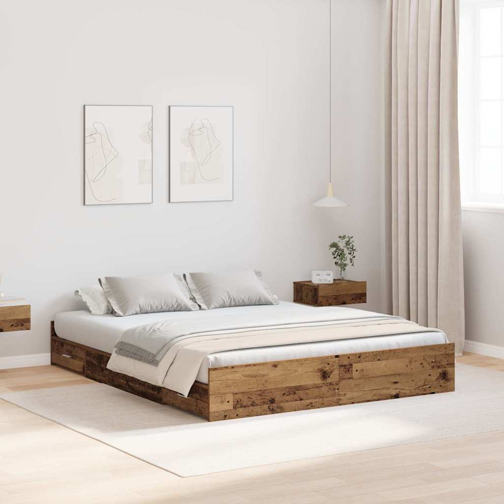Struttura letto con contenitore Legno vecchio 135 x 190 cm