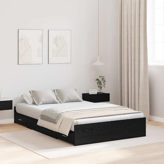 Struttura letto con contenitore Rovere nero 120 x 190 cm - homemem39