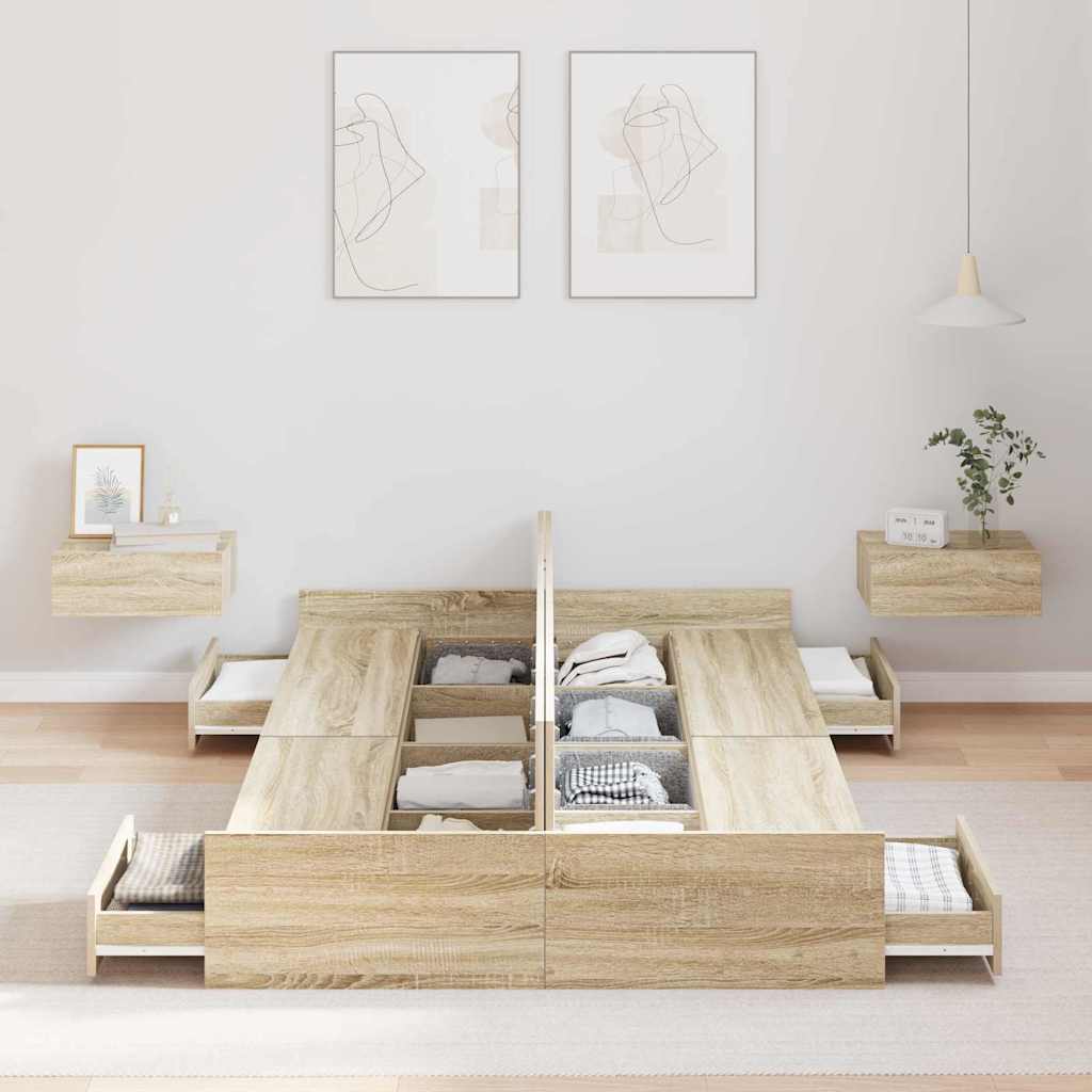 Struttura letto con contenitore rovere sonoma 120 x 190 cm - homemem39