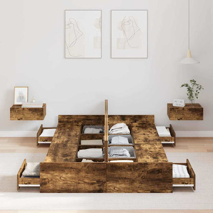 Struttura letto con contenitore Rovere fumo 120 x 190 cm - homemem39