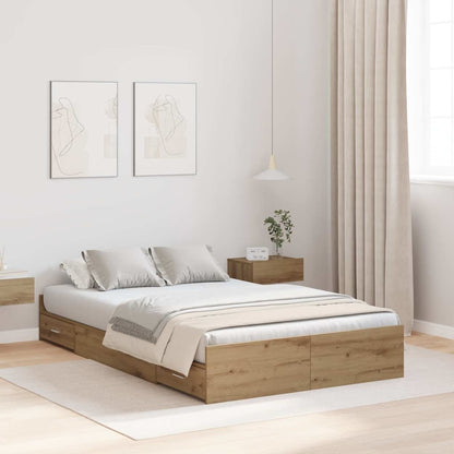 Struttura letto con contenitore rovere artigianale 120 x 190 cm - homemem39