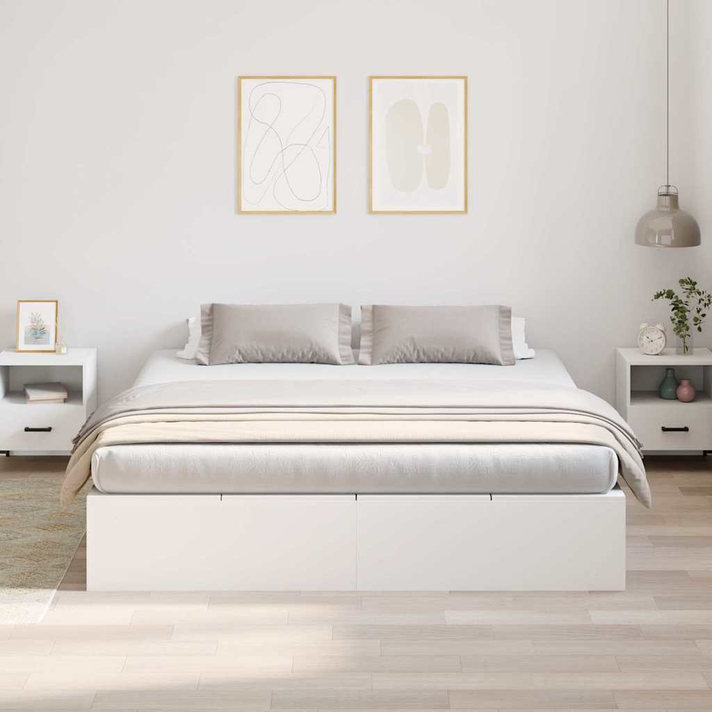 Struttura del letto Bianco 200 x 200 cm Legno multistrato - homemem39
