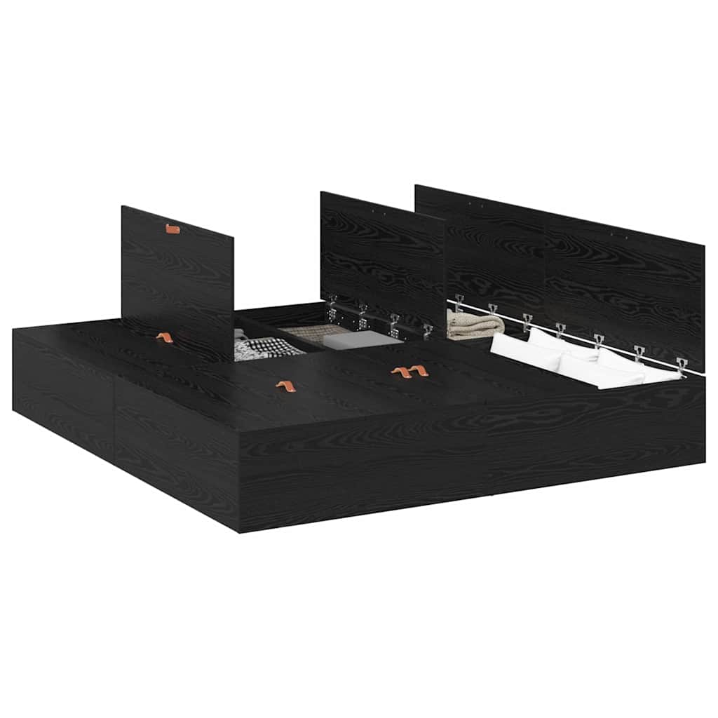 Struttura del letto Rovere nero 200 x 200 cm Legno multistrato - homemem39