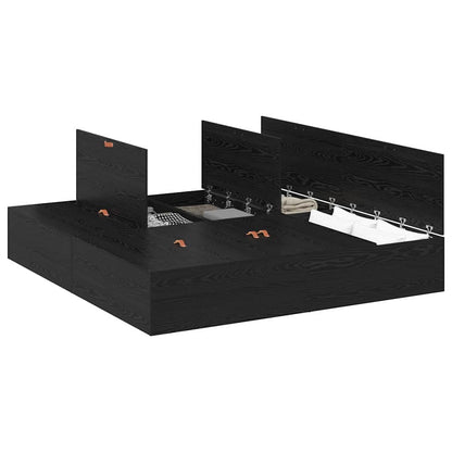 Struttura del letto Rovere nero 200 x 200 cm Legno multistrato - homemem39