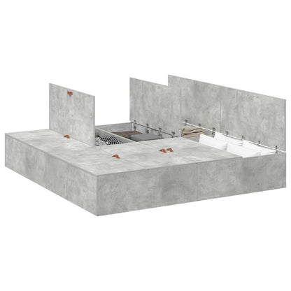 Struttura letto con contenitore Grigio cemento 200 x 200 cm