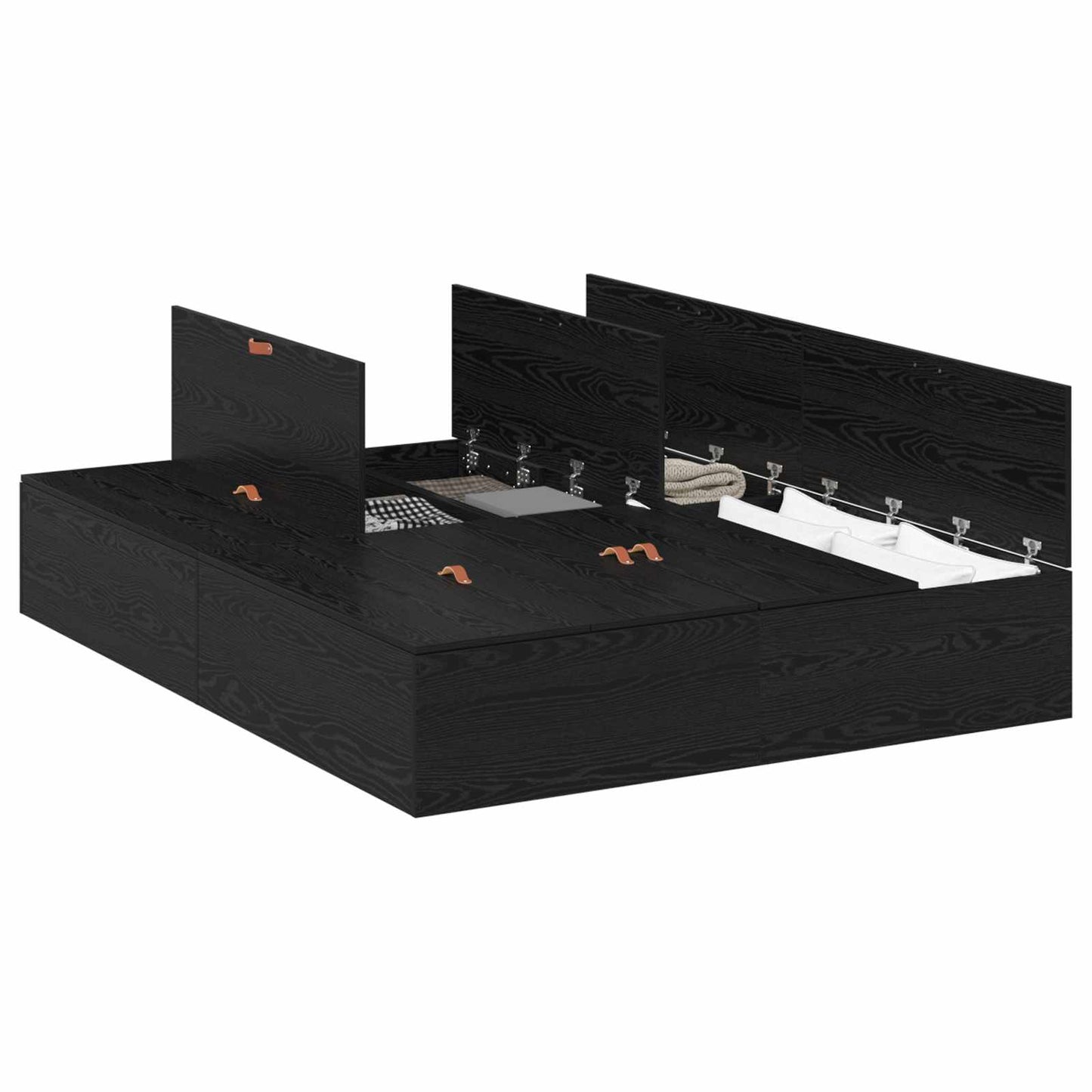 Struttura letto con contenitore Rovere Nero 140 x 200 cm