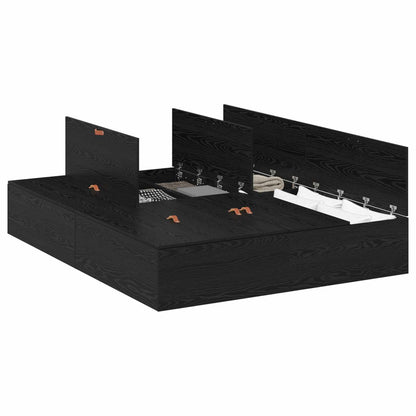 Struttura letto con contenitore Rovere Nero 150 x 200 cm