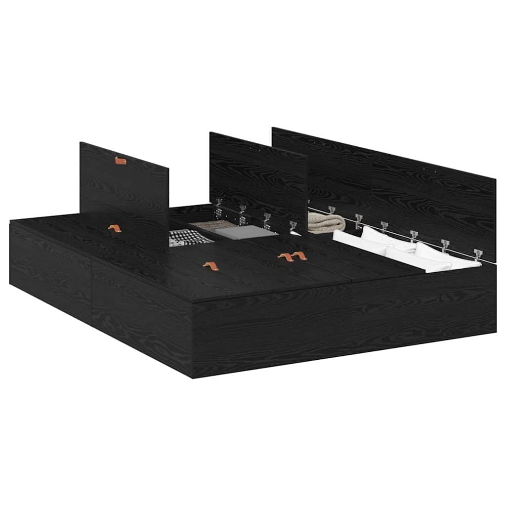 Struttura del letto Rovere nero 200 x 200 cm Legno multistrato - homemem39