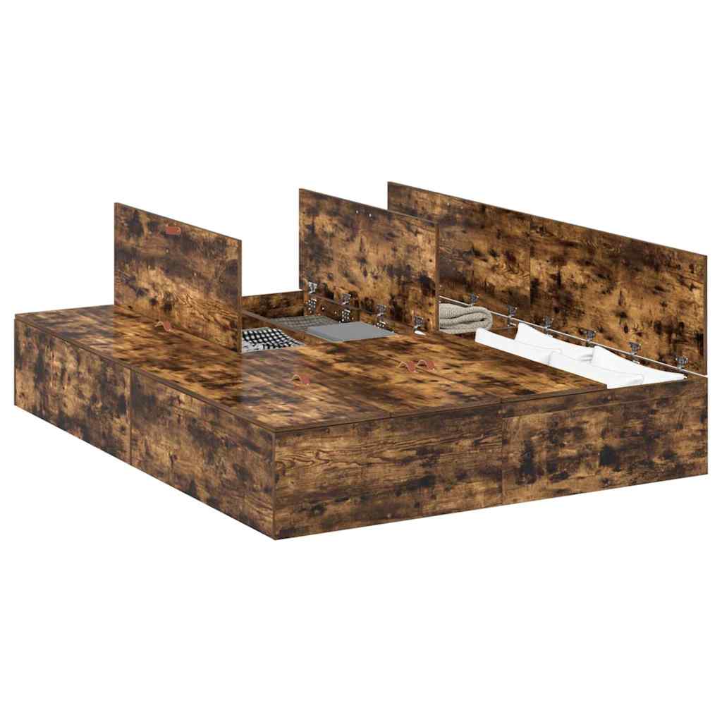 Struttura del letto Rovere fumo 160 x 200 cm Legno multistrato - homemem39