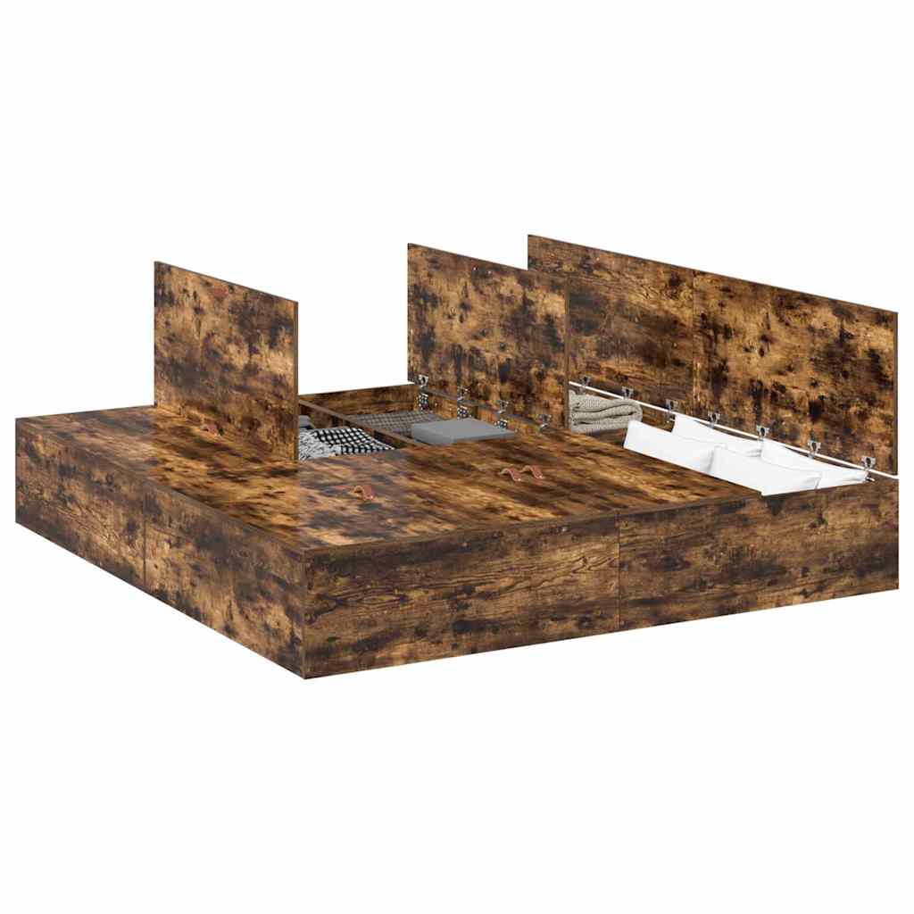 Struttura del letto Rovere fumo 180 x 200 cm Legno multistrato - homemem39