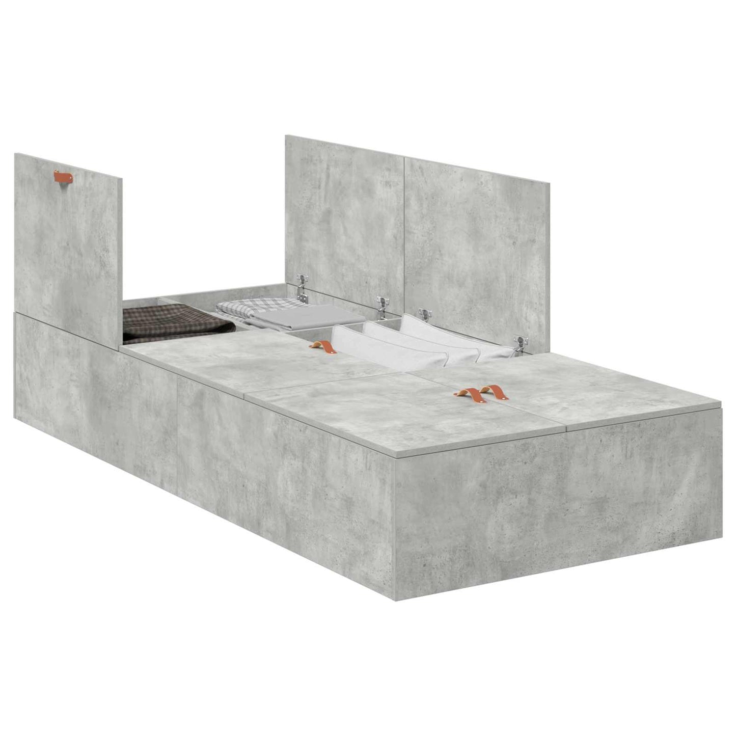 Struttura letto con contenitore Grigio cemento 70 x 190 cm