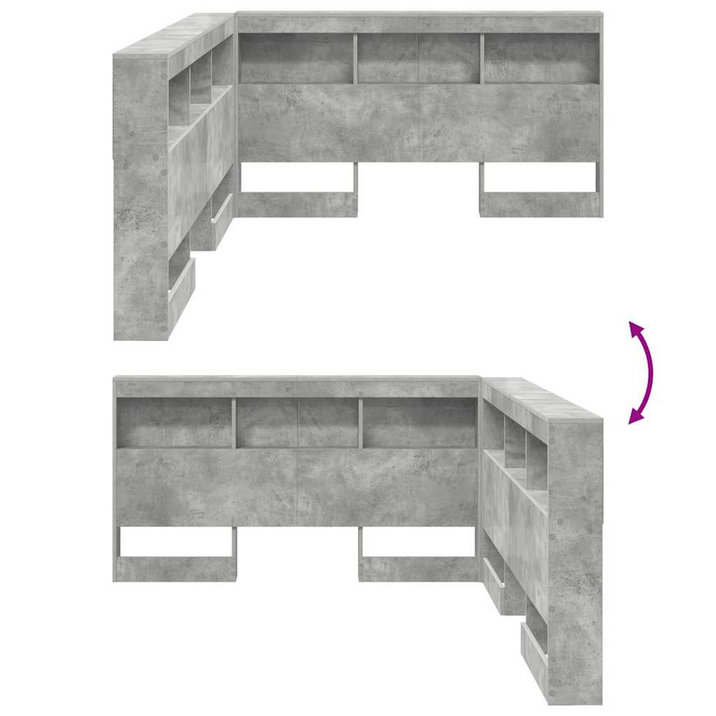 Testata contenitore Grigio cemento 150 cm Legno multistrato