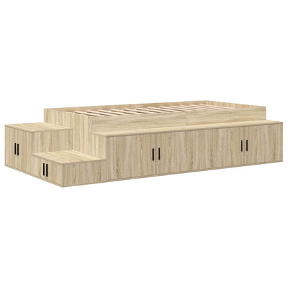 Struttura letto con contenitore con cassetto Rovere Sonoma - homemem39