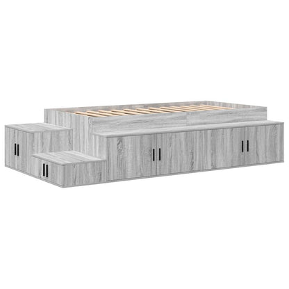 Struttura letto con contenitore con cassetto Grigio sonoma - homemem39
