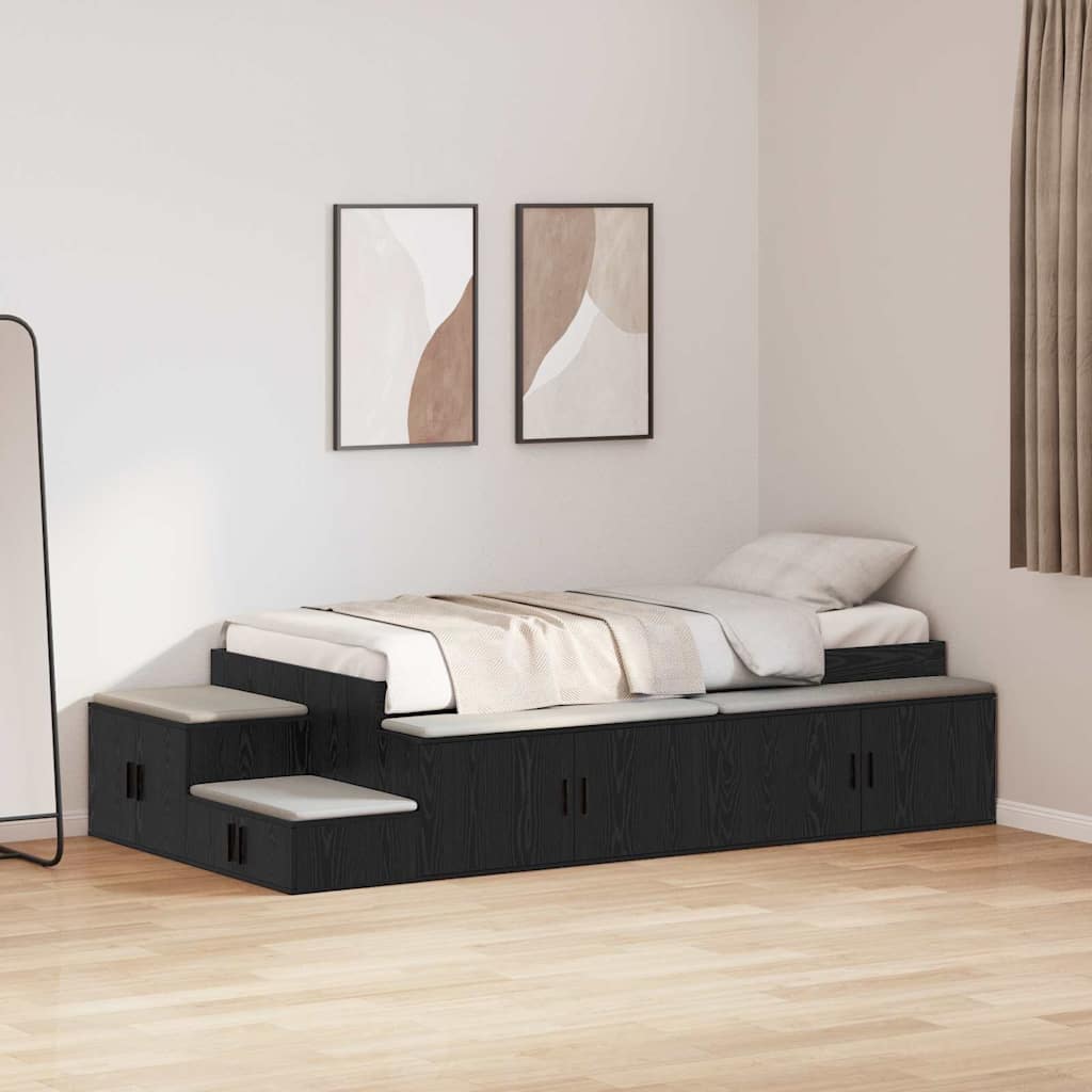 Struttura letto con contenitore Rovere nero 244 x 127 x 53.5 cm - homemem39