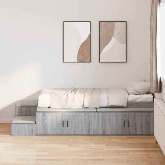 Struttura letto con contenitore con cassetto Grigio sonoma - homemem39