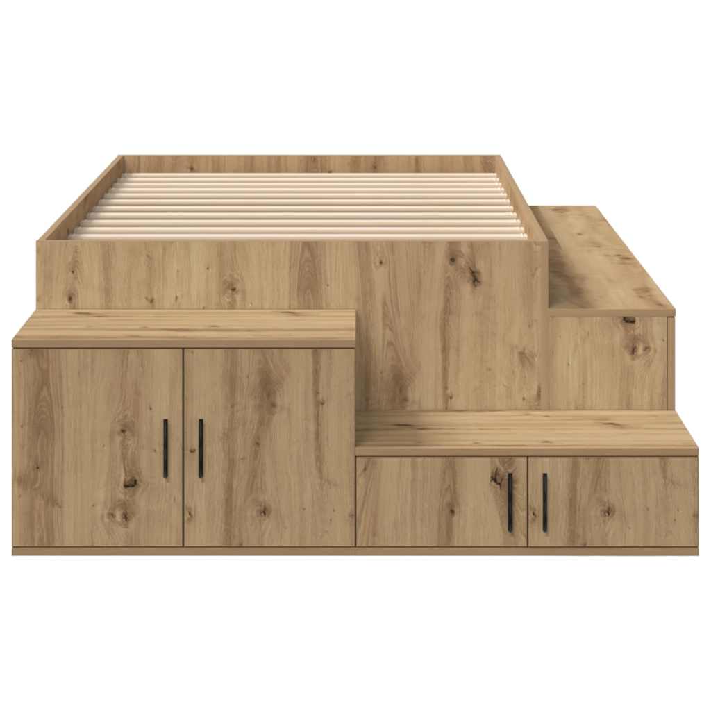 Struttura letto con contenitore con cassetto rovere artigianale - homemem39