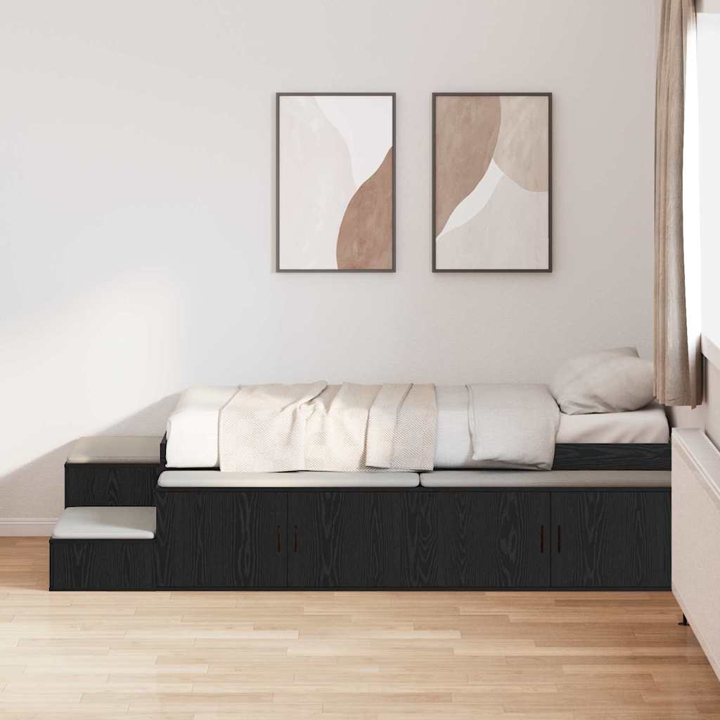 Struttura letto con contenitore Rovere nero 234 x 118 x 53.5 cm - homemem39