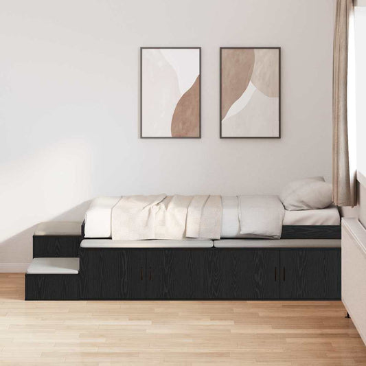 Struttura letto con contenitore Rovere nero 234 x 118 x 53.5 cm - homemem39