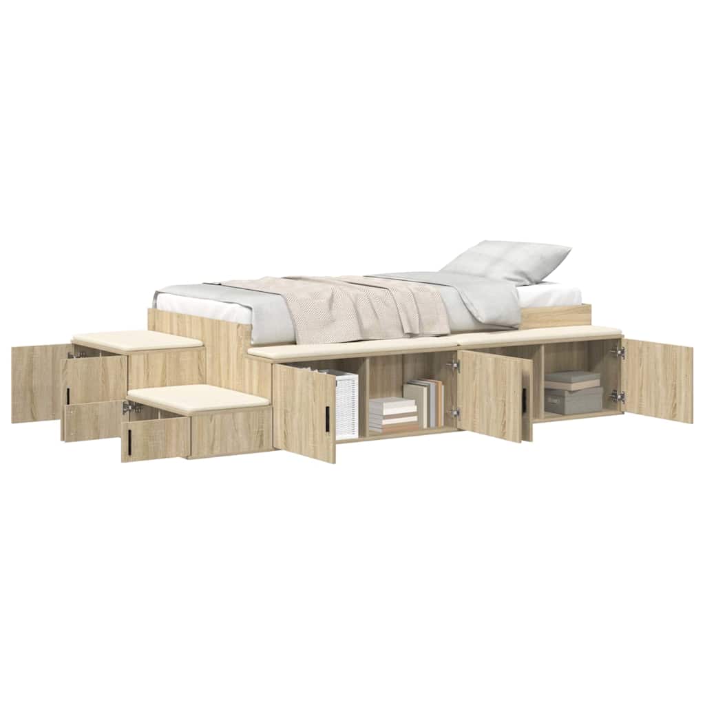 Struttura letto con contenitore con cassetto Rovere Sonoma - homemem39
