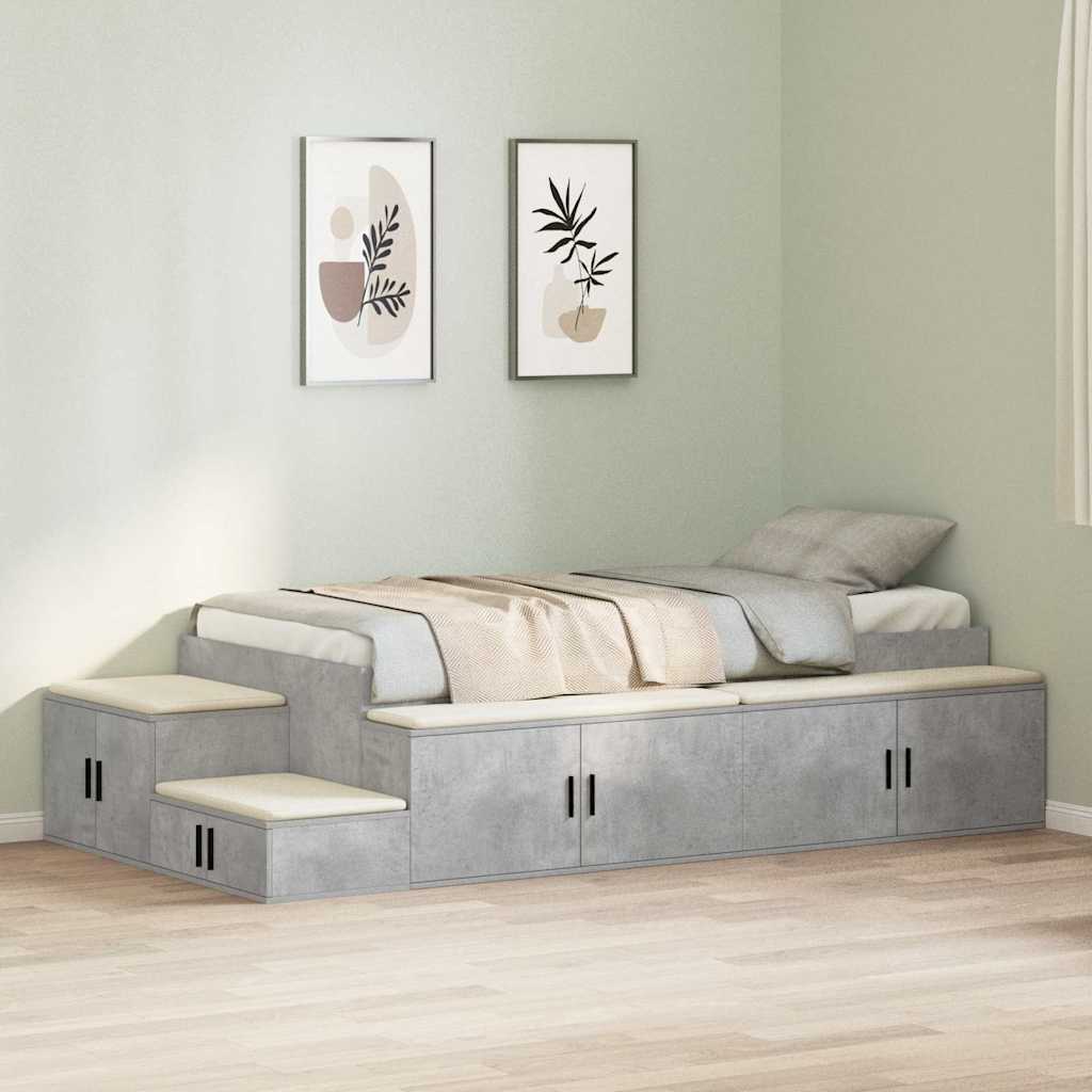 Struttura letto con contenitore con cassetto Grigio cemento - homemem39