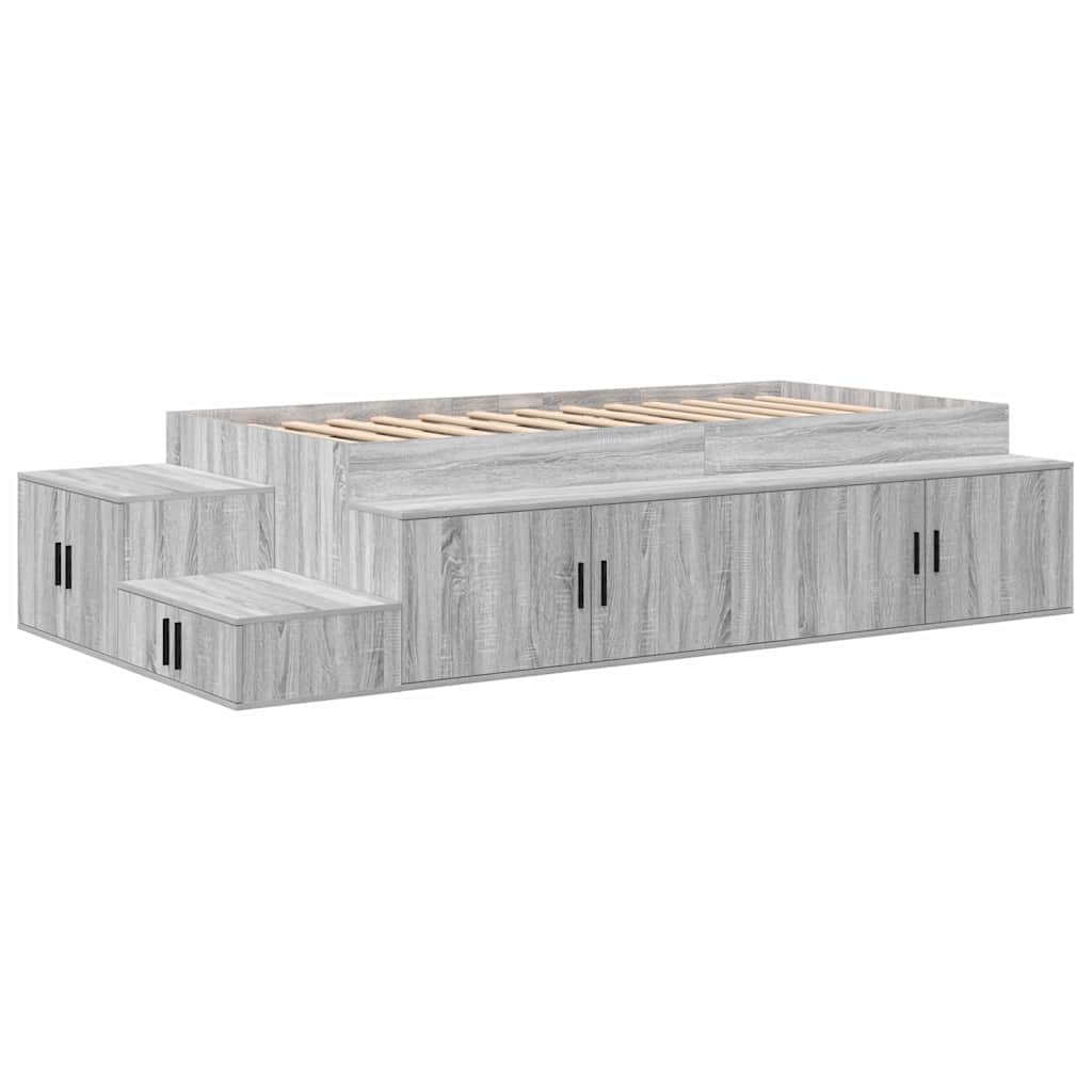 Struttura letto con contenitore con cassetto Grigio sonoma - homemem39