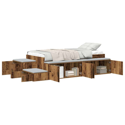 Struttura letto con contenitore con cassetto Legno vecchio - homemem39