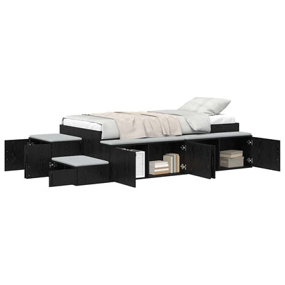 Struttura letto con contenitore Rovere nero 234 x 103 x 53.5 cm - homemem39