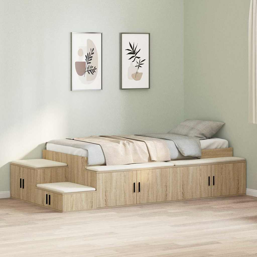 Struttura letto con contenitore con cassetto Rovere Sonoma - homemem39